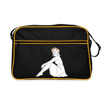 Rose – Motif d’été en ligne - Sac Retro - noir/or - Devant