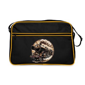 Vintage Steam Locomotive Power - Retro Bag - black/gold - Front