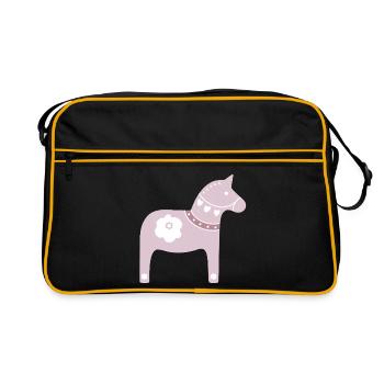 Dala Horse Pink Sweden Christmas Tradition Wood - Retro Bag - black/gold - Front