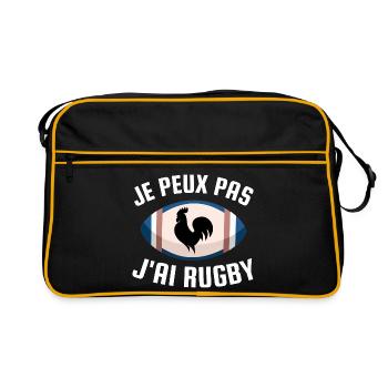 Ich kann nicht, ich habe Rugby. - Retro Tasche - Schwarz/Gold - Vorne