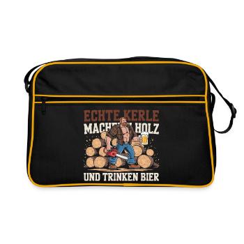 Le bois des vrais gars et le pouvoir de la bière - Sac Retro - noir/or - Devant