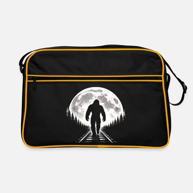 Bigfoot on railroad tracks Retro Bag