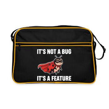 Kein Bug, nur Feature – Superheld Marienkäfer  - Retro Tasche - Schwarz/Gold - Vorne