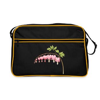 Bleeding Heart Pink Spring Flower - Retro Bag - black/gold - Front