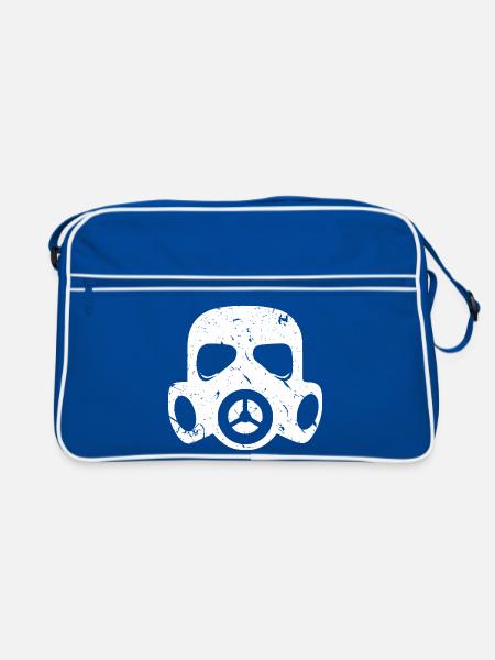 Masque à gaz grunge Particules nucléaires radioactives - Sac Retro - bleu/blanc - Devant