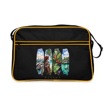 Voyage de vacances au Panama – Ville de canal et motif culturel - Sac Retro - noir/or - Devant