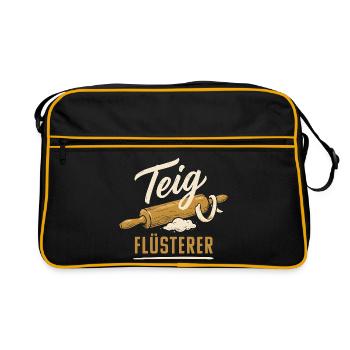 Teig Flüsterer Lustiger Bäcker Konditor Spruch - Retro Tasche - Schwarz/Gold - Vorne