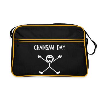 Chainsaw day Holz machen Holzfäller Waldarbeiter - Retro Tasche - Schwarz/Gold - Vorne