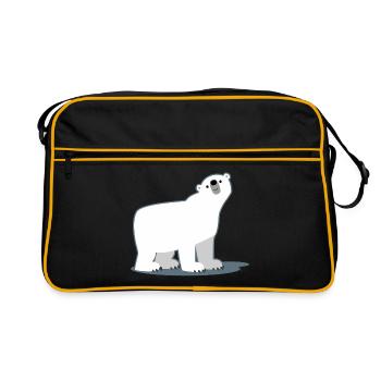Süß Cartoon-Eisbär von Cheerful Madness!! - Retro Tasche - Schwarz/Gold - Vorne
