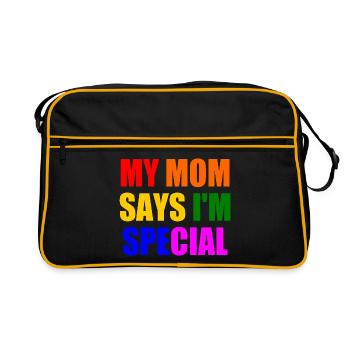 my mom says i'm special - Retro Tasche - Schwarz/Gold - Vorne