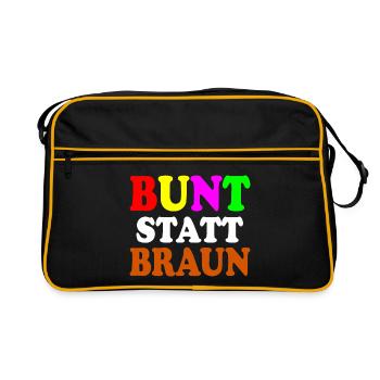 Bunt statt braun - Retro Tasche - Schwarz/Gold - Vorne