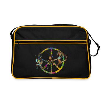 Kokopelli Family in Peace Sign Design 2 - Sac Retro - noir/or - Devant