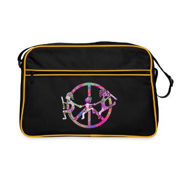 Kokopelli Family in Peace Sign Design 3 - Sac Retro - noir/or - Devant