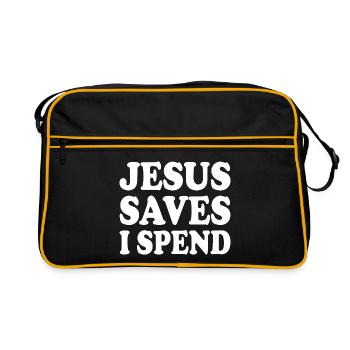 jesus saves i spend - Sac Retro - noir/or - Devant