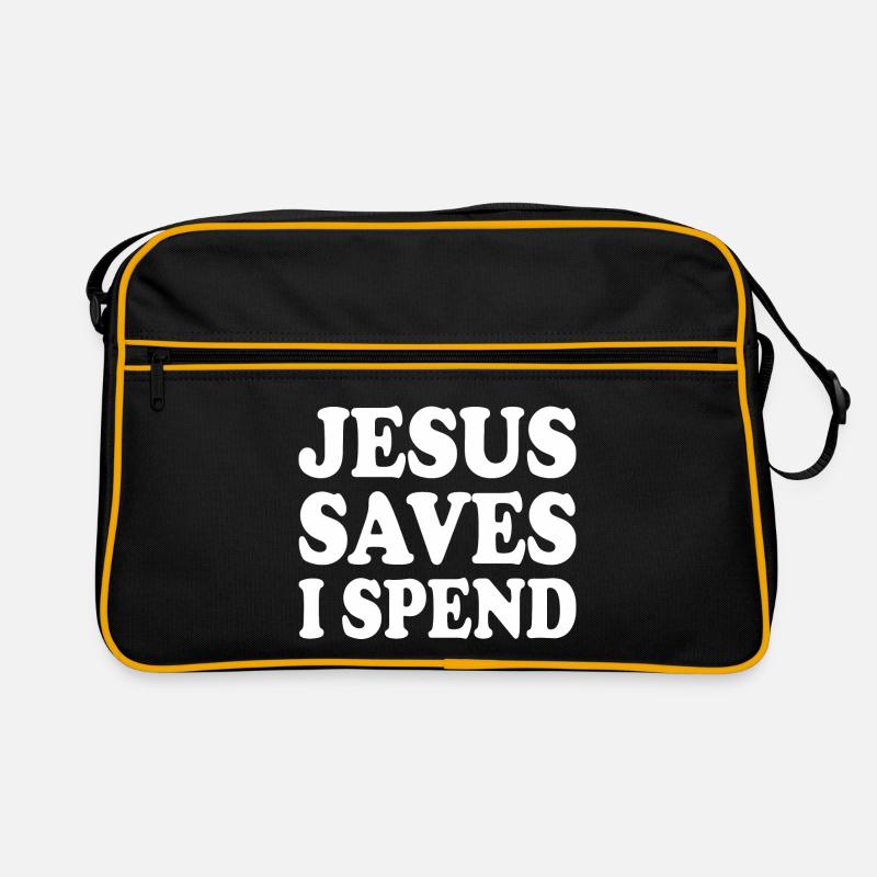 jesus saves i spend Retro Bag