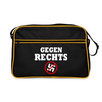 Gegen rechts - Retro Tasche - Schwarz/Gold - Vorne