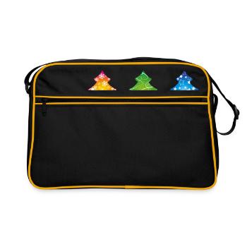 Weihnachtsbäume - Retro Tasche - Schwarz/Gold - Vorne