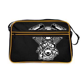 Moteur moto / Moteur 01_schwarz blanc - Sac Retro - noir/or - Devant