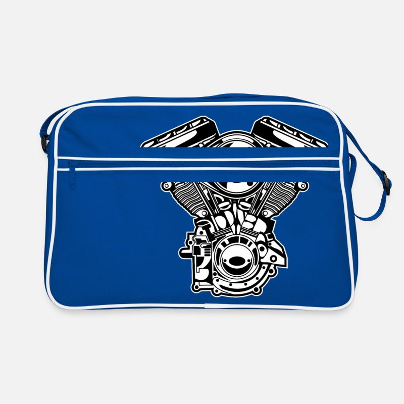 Motorcycle Engine / Engine 01_black white Retro Bag
