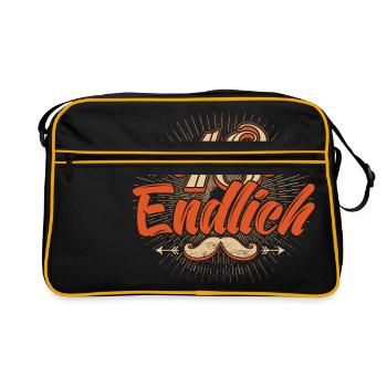 Endlich 18 Jahre alt original RAHMENLOS® - Retro Tasche - Schwarz/Gold - Vorne
