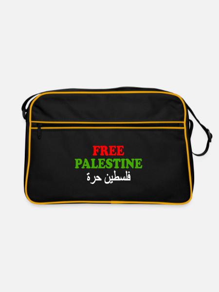 Free palestine - Retro Tasche - Schwarz/Gold