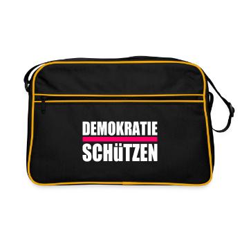 Demokratie schützen - Retro Tasche - Schwarz/Gold - Vorne