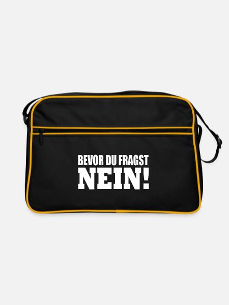 bevor du fragst nein - Retro Tasche - Schwarz/Gold - Vorne