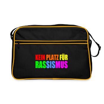 kein platz für rassismus - Retro Tasche - Schwarz/Gold - Vorne