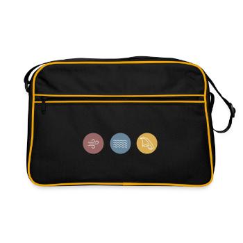Bunte Icons Wingfoil - Retro Tasche - Schwarz/Gold - Vorne
