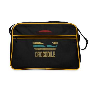 Crocodile Croco Croc Rétro Vintage Coucher de Soleil - Sac Retro - noir/or - Devant