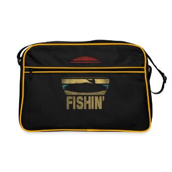 Fishing Fisherman Fisherwoman Fisher Retro Vintage - Retro Tasche - Schwarz/Gold - Vorne