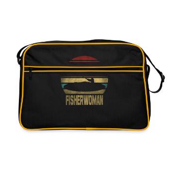 Fishing Fisherman Fisherwoman Fisher Retro Vintage - Retro Tasche - Schwarz/Gold - Vorne