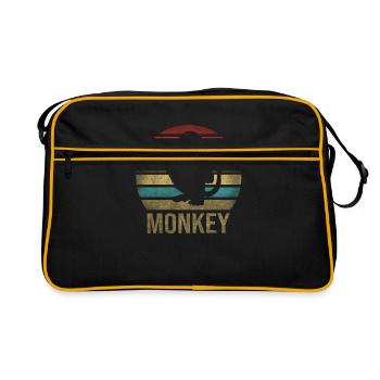 Monkey Eating Banana Dinner Retro Sunset - Retro Bag - black/gold - Front