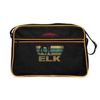 Moose Elk Deer Animal Retro Sunset - Retro Tasche - Schwarz/Gold - Vorne