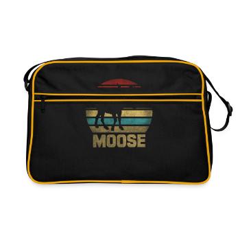 Moose Elk Deer Animal Retro Sunset - Retro Tasche - Schwarz/Gold - Vorne