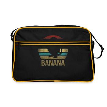 Monkey Eating Banana Dinner Retro Sunset - Retro Bag - black/gold - Front