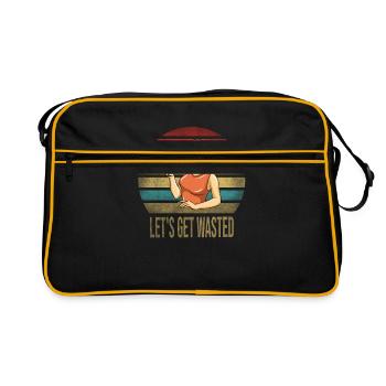 Drinking Wine Fun Alcohol Woman Retro Sunset - Retro Tasche - Schwarz/Gold - Vorne