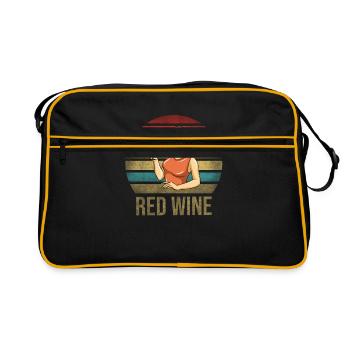 Drinking Wine Fun Alcohol Woman Retro Sunset - Retro Tasche - Schwarz/Gold - Vorne