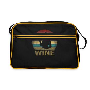Drinking Wine Fun Alcohol Woman Retro Sunset - Retro Tasche - Schwarz/Gold - Vorne