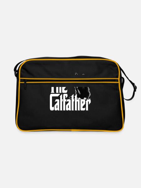 Katze Vater The Catfather Crazy Cat Dad Papa - Retro Tasche - Schwarz/Gold