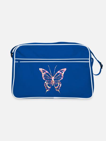 Sparkly Butterfly - Retro Bag - blue/white - Front