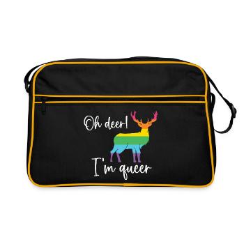 Mois de la fierté LGBTQ - Oh cerf je suis queer! - Sac Retro - noir/or - Devant