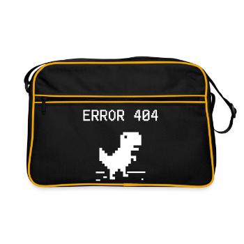 Pixel Dino 404 Fehler T-Stück - Retro Tasche - Schwarz/Gold - Vorne