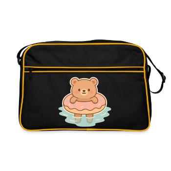 Ourson mignon dans l'eau - Sac Retro - noir/or - Devant