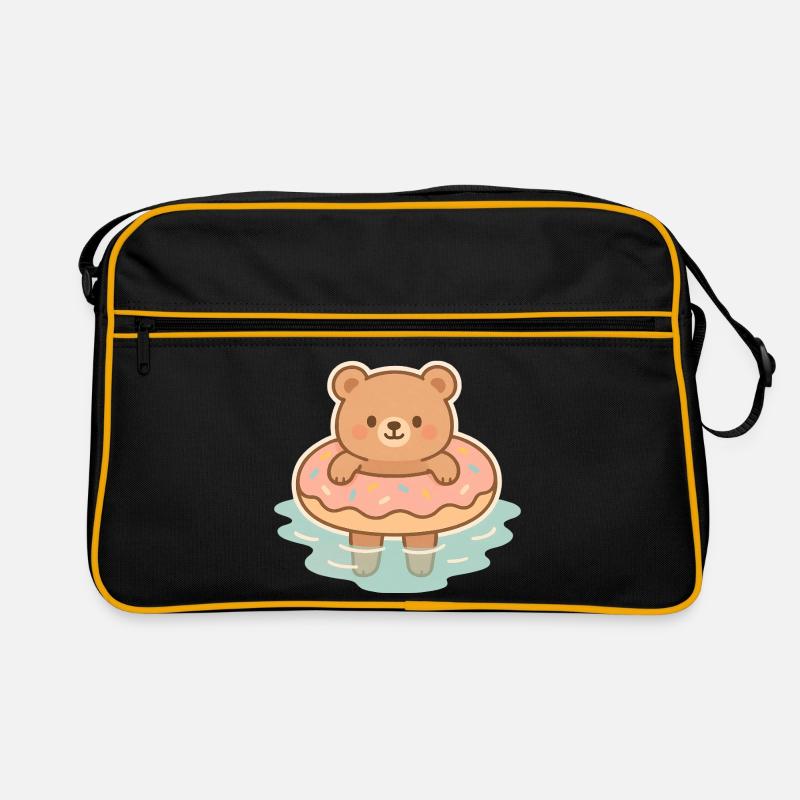 Süßer Teddybär im Wasser Retro Tasche