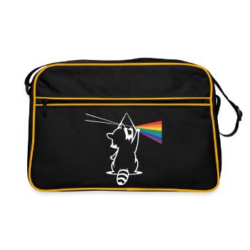 Raccoon with prism and rainbow spectrum - Retro Bag - black/gold - Front