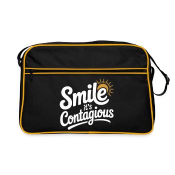Lächeln, es ist ansteckend - Retro Tasche - Schwarz/Gold - Vorne