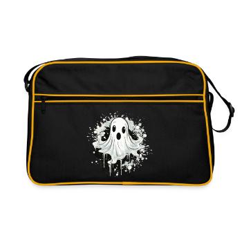 Geister-Splatter Motiv - Retro Tasche - Schwarz/Gold - Vorne