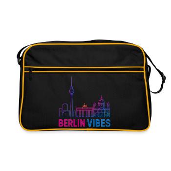Berlin Vibes Neon Skyline Silhouette Ville - Sac Retro - noir/or - Devant