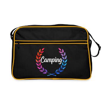 Camping Farblaurel Script - Retro Tasche - Schwarz/Gold - Vorne